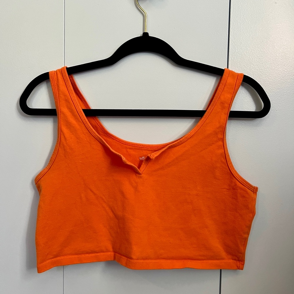 Orange crop tank top